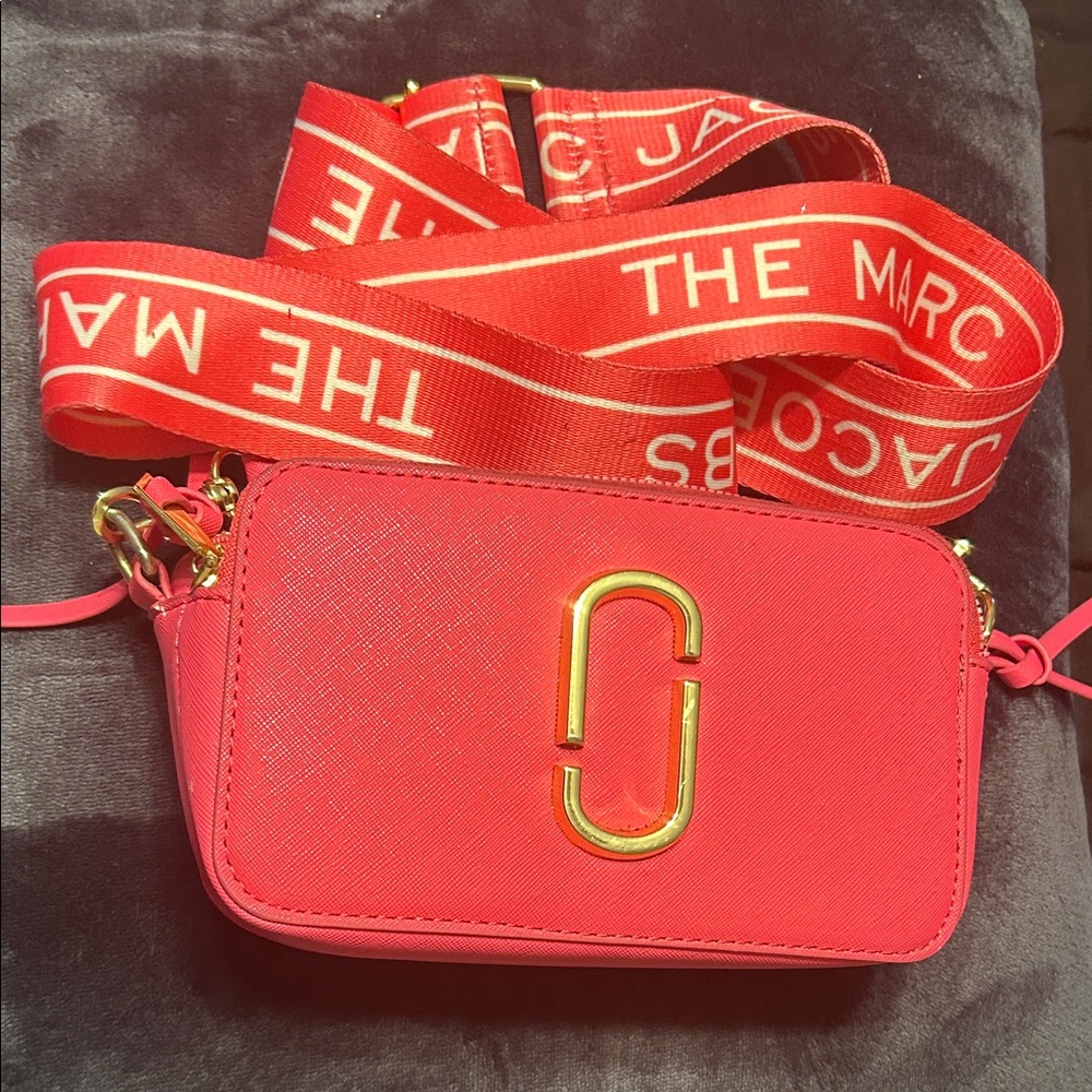 Marc Jacobs Red Crossbody Bag with Gold Accents